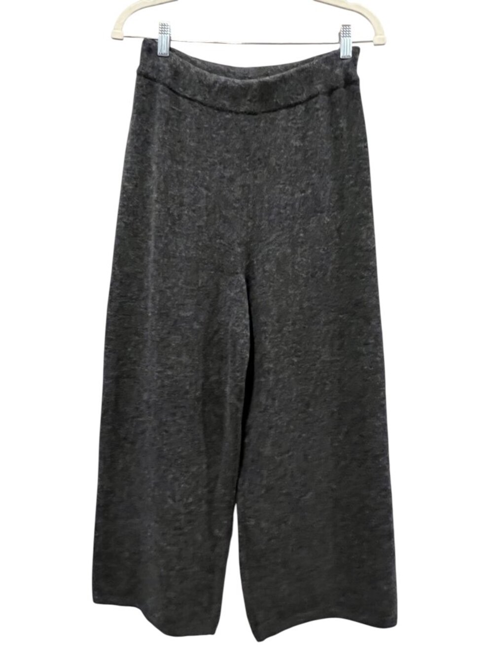 Jenni Kayne Marina Knit Wide Leg Cropped Pants, Gray, M